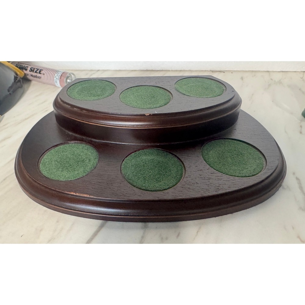 Royal Doulton Wooden 2 Tier 6 Slot Display Stand Base for Figurines Green Felt